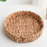 Rattan Wicker Basket Handwoven Fruit Tea Snack Bread Basket Cosmetic Round Storage Box Water Hyacinth Tray Jewelry Dish - Image 4