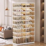 Transparent shoes Cabinet Versatile multi-layer large capacity with Light Sensor for Display Collectible Toys and Blind Boxes - Image 4