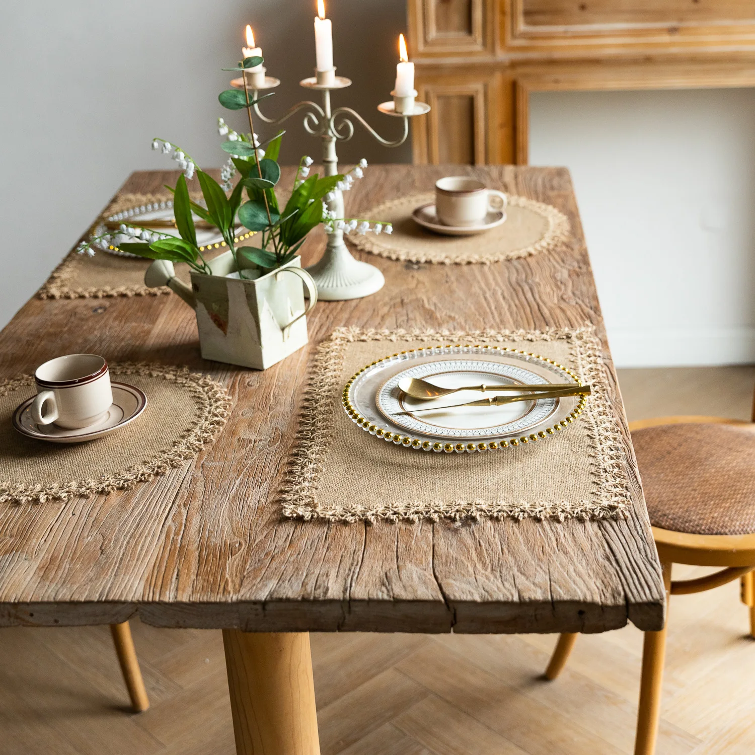 2 PCS Braided Placemats Heat Resistant Jute Table Mats Farmhouse Woven Fabric Natural Place Mats for Decorations Indoor Outdoor 12 kf S8105a0e0f4504f279dd0966715226abb1