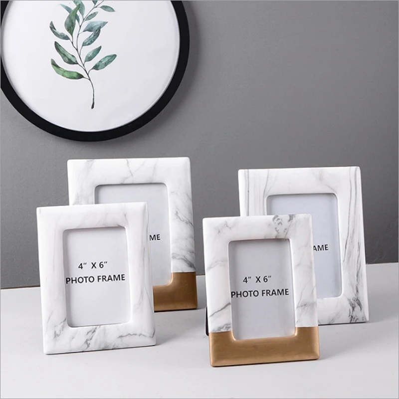 European Modern White Marble Accents Ceramic Photo Frame Rectangle 3.5x5 4x6 5x7 Inches For Home Tabletop Decoration 1 kf S8134c39a222d4174914f254e29b7efc13