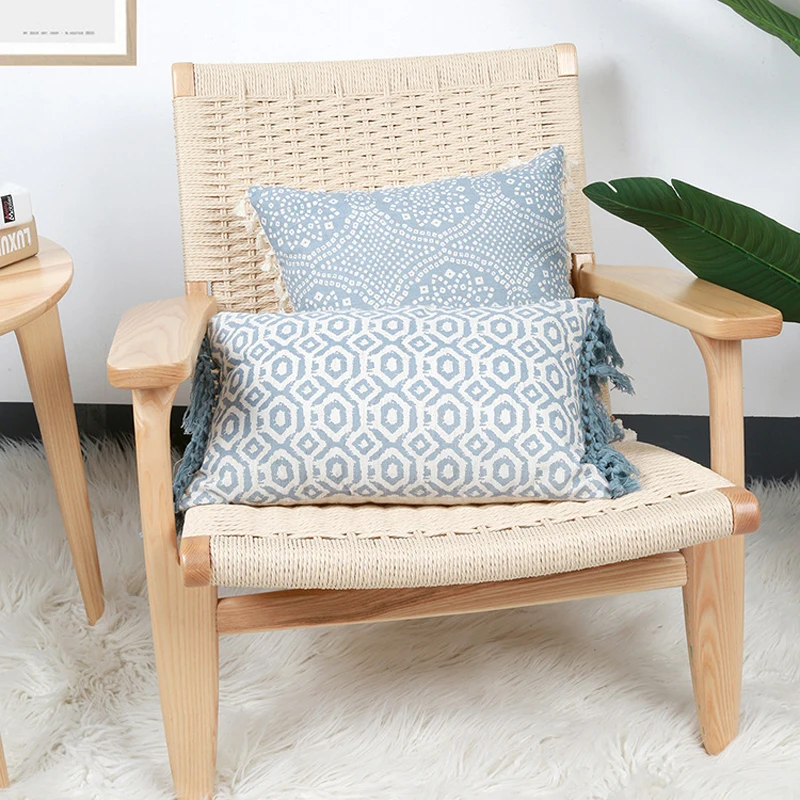 Vintage Blue Green Cushion Cover With Tassels 30X50/45X45cm Cotton Retro Throw Pillowcase For Sofa Backrest Home Decor 5 kf S814b43346a7f4b089d532a6518b31435u