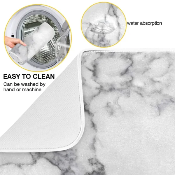 Elegant White Marble Microfiber Dish Drying Mat - 18 x24