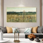 Wildflower Field Landscape Oil Canvas Painting Print, Vintage Landscape Boho Art Poster Print Country Field Wall Art Home Decor - Image 3