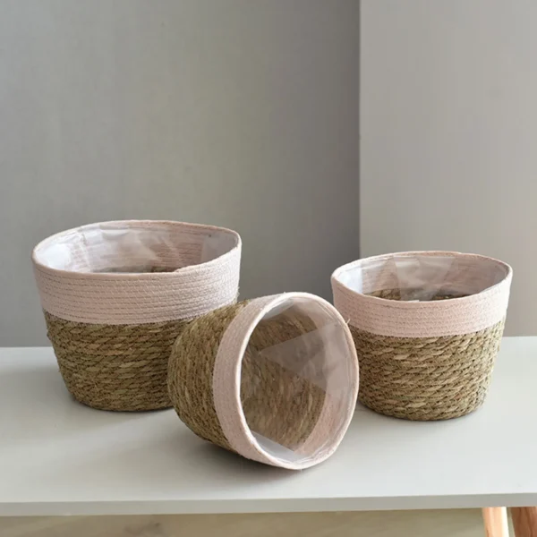 Handcrafted Large Straw Flowerpots - Boho Chic Indoor Planters