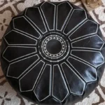 58cm Moroccan PU Leather Pouf Meditation Cushion Home Decor Embroidery Craft Hassock Ottoman Footstool Tatami Unstuffed Cushion - Image 2