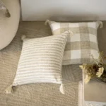 Beige Cushion Cover Nordic Striped Solid Color Pillowcase for Bedroom Sofa Bohemia Tassels Home Decor 30x50cm/45x45cm 1PC - Image 2
