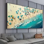 Mintura,Handmade Knife Beach Crowd Oil Paintings on Canvas Living Room Home Decor Large Seaside Scenery Poster Wall Art Pictures - Image 5