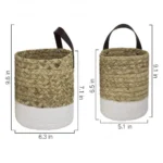 Garden Plant Flower Pot Handmade Rattan Storage Basket Foldable Seagrass Straw Hanging Woven Handle Toy Storage Container 1Pc - Image 6