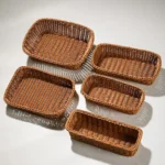 Hardness Rattan Wicker Woven Serving Baskets Handwoven 10 Styles Bread Fruit Vegetables Basket Household Rattan Basket - Image 4