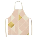 Stylish Geometric Linen Apron for Family Cooking Fun - Image 6