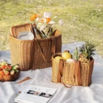 Woven Picnic Basket Multipurpose Wicker Basket Totes Storage Basket with Handle Rustic Life Shopping Organizer Picnic Basket - Image 2