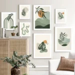 Abstract Green Plant Poster and Print Line Bohemian Moon Wall Art Sage Canvas Painting Nordic Wall Picture Living RoomDecoration - Image 2