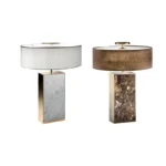 High-end Natural Marble Table Lamps Led Luxury Brown White Stone Desk Lights for Bedside Living Room Decoration Items