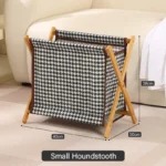 Dirty Clothes Laundry Basket Wood Bracket Foldable Cotton Linen Storage Baskets Bathroom Organizer Japanese Style Clothes Hamper - Image 6