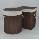 Plaid Cloth-lined Bamboo Laundry Basket | Wide Capacity - Image 3