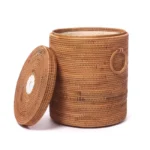 Vietnam Rattan Laundry Basket EcoFriendly Dirty Clothes Storage with Lid, Wicker Basket Lined Organizer, Bathroom Solution