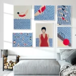 Diverse Women Swimmers Wall Art Prints Nordic Minimalist Posters Swimming Pool Canvas Painting Pictures for Kids Bathroom Decor - Image 3