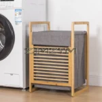 Laundry Basket Home Large Dirty Laundry Basket Bamboo Fabric With Cover Design Breathable Storage Basket For Dirty Clothes