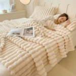 Luxurious Faux Rabbit Fur Throw Blanket - Soft, Warm & Cozy for Couch, Bed, Office, and Travel - Image 2