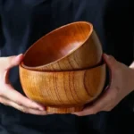 Japanese Style Wooden Bowl Jujube Wooden Bowl Round Large Soup Bowl Creative Children's Rice Bowl Tableware