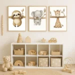 1/3pcs Cute Animal Wall Art Poster Elephant & Giraffe Nursery Prints for Kids Room, Bedroom or Living Room Decor Gift Poster - Image 2
