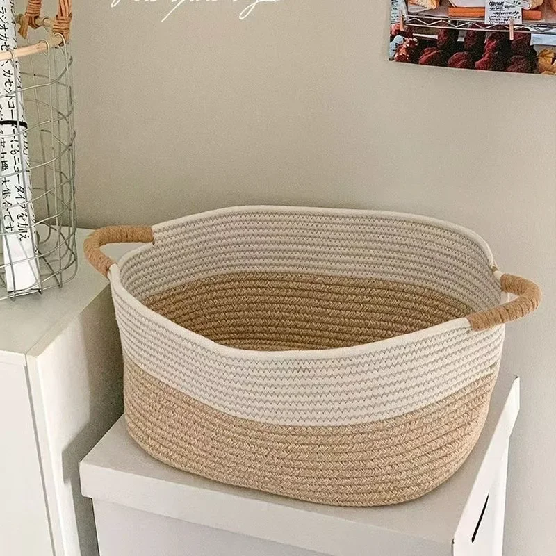Rope Woven Baskets for Organizing Woven Rope Storage Basket Multifunctional Toy Basket for Desktop Nursery Office Bathroom Books 1 hmqViviiyNSAyin9WuaQt/glEkOtbZixzDgD