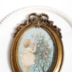 Golden Vintage Oval Photo Frame Elegant Tabletop Decor for Bedroom Study Living Room Perfect Gift Idea - Image 3