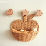 Faux Rattan Rattan Storage Basket Apple Shape Hollow Out Wall Hanging Basket Ginger Garlic Storage No Punching Fruit Storage Bin - Image 4