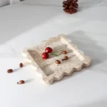 Square Scallop Tray Travertine Beige Yellow Purple VOLAKAS Jazz White Marble Stone jewelry Trinkets Catchall Dish - Image 5