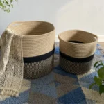 Cotton Rope Woven Storage Basket Light Luxury Dirty Clothes Bucket Home Laundry Bucket Foldable Miscellaneous Storage Basket - Image 3