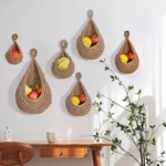 Handwoven Hanging Wall Vegetable Fruit Basket Organizer Container Decor for Kitchen Garden Mount Wall Plant Flower Onion Storage - Image 2