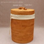 Natural Rattan Weaving Laundry Basket - Household Organizer for Toys and Dirty Clothes with Lid Simple and Aesthetic Hot Sale