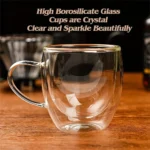 1pc 250ml Premium Double-Walled Borosilicate Glass Coffee Mug with Handle Perfect for Family, Christmas Birthday Party - Image 2