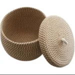 Cotton Rope Storage Basket with Lid Decorative Basket Kitchen Gadgets Organizing Basket for Home - Image 5