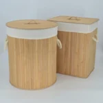 Plaid Cloth-lined Bamboo Laundry Basket | Wide Capacity - Image 4