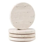 Natural Marble Coasters Placemat Vintage Travertine Whiskey Coffee Coasters Heat Resistant Non-Slip Insulation Pads