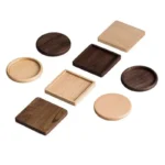Personalised Logo 8.8cm Walnut Wood Coasters for Glasses Mugs, Round Square Wooden Cup Mat Durable Tea Coffee Cup Pad Placemats - Image 3