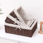 Woven Storage Baskets Organizers Picnic Breakfast Basket Laundry Box Sundries Storage Basket Desktop Cosmetics Snack Storage Box - Image 3