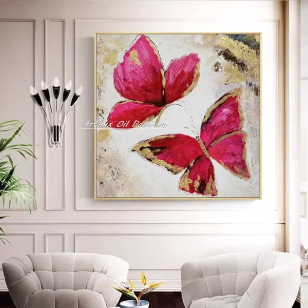 Arthyx Hand Painted Butterfly Animal Oil Painting On Canvas Moderen Abstract Pop Art Wall Pictures For Kids Room Home Decoration