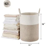 Large Size Laundry Basket,High Braided Rope Storage Basket,Suitable for Living Room、Bathroom、Bedroom Blanket、Toy、Dirty laundry - Image 5