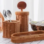 Hardness Rattan Wicker Woven Serving Baskets Household 7 Styles Drain Chopstick Fork Spoon Holder Handwoven Rattan Basket