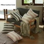 Brand New Thick Cotton Linen Wide Striped Cushion Cover 30X50/40X40/45X45CM Black/Pink/Khaki Stripes Pillow Case Sofa Home Decor - Image 3
