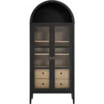 A Modern Farmhouse 71" Tall Arched Storage Display Cabinet in Black Oak Wood Grain - Image 5