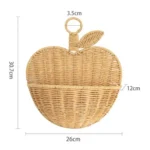 Faux Rattan Rattan Storage Basket Apple Shape Hollow Out Wall Hanging Basket Ginger Garlic Storage No Punching Fruit Storage Bin - Image 6