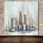 Arthyx Handpainted New York City Oil Painting On Canvas Modern Abstract Posters,Wall Art Picture For Living Room Home Decoration