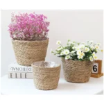 Woven Grass Flower Plant Pot Basket Planter Basket Indoor Outdoor Flower Pot Garden Decorative Flower Plants Basket Storage Use - Image 3