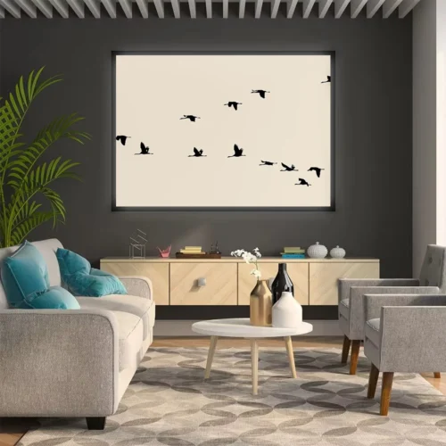 Elegant Black Bird Silhouette Canvas Art for Minimalist Decor