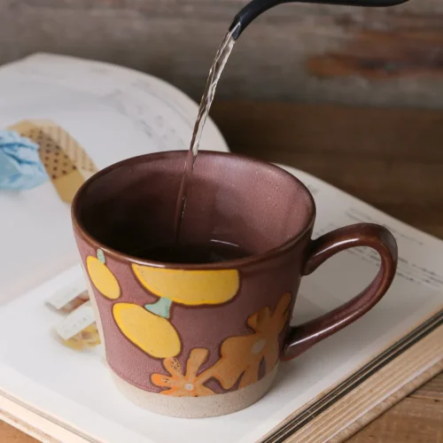 Retro Hand-painted Mug Rough Ceramic Rustic Style Floral Ceramic Personalized Instagram Underglaze Color Water Cup