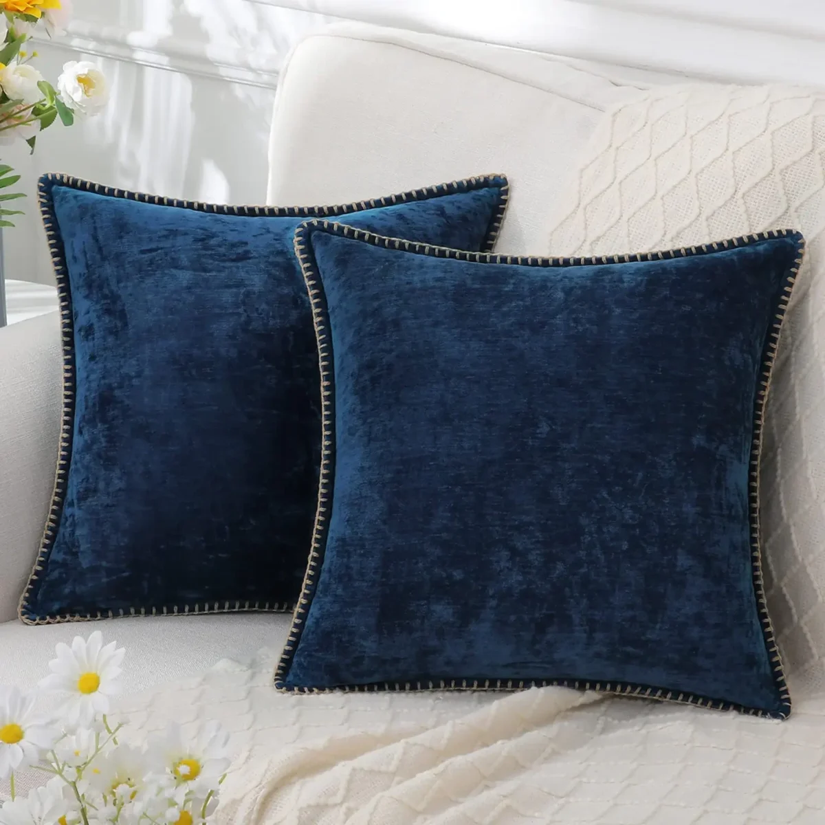 Blue Chenille Cushion Cover 45x45 Pillow Cover 30x50cm Sofa Decorative Throw Pillow Case Soft Luxury For Living Room Sofa Decor﻿ - Image 1