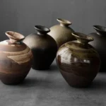 Elegant Japanese Black Terracotta Vase for Modern Decor - Image 2